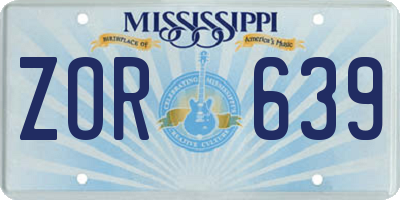 MS license plate ZOR639