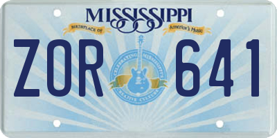 MS license plate ZOR641
