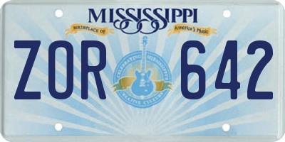 MS license plate ZOR642