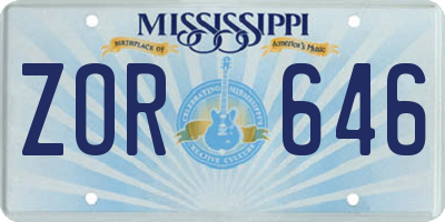 MS license plate ZOR646