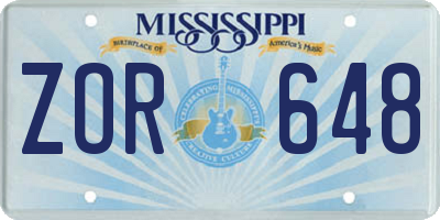 MS license plate ZOR648