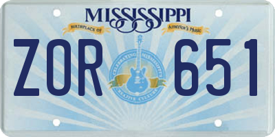MS license plate ZOR651