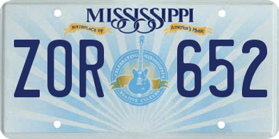 MS license plate ZOR652