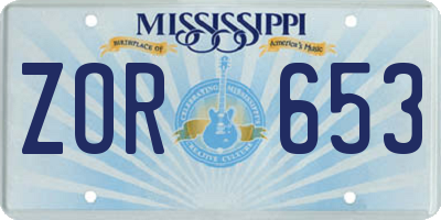 MS license plate ZOR653