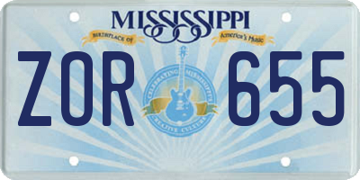 MS license plate ZOR655