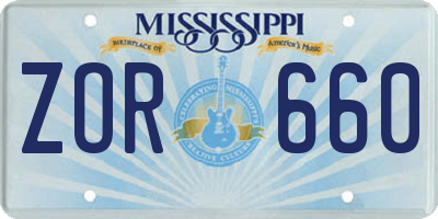 MS license plate ZOR660