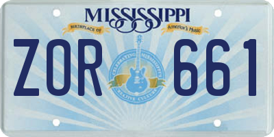 MS license plate ZOR661
