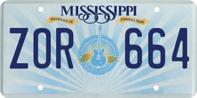 MS license plate ZOR664