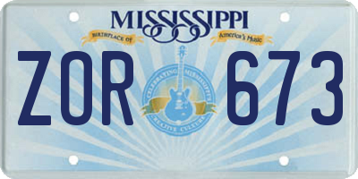 MS license plate ZOR673