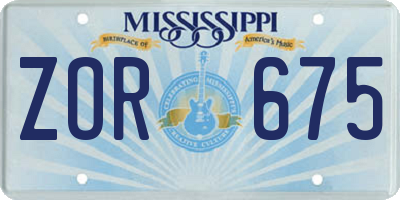 MS license plate ZOR675