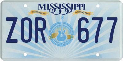 MS license plate ZOR677