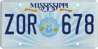 MS license plate ZOR678