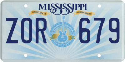 MS license plate ZOR679