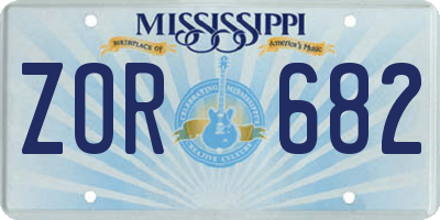 MS license plate ZOR682