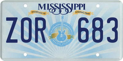 MS license plate ZOR683