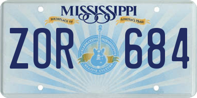 MS license plate ZOR684