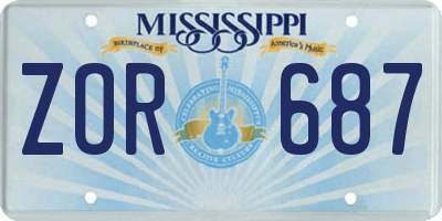MS license plate ZOR687