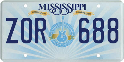 MS license plate ZOR688