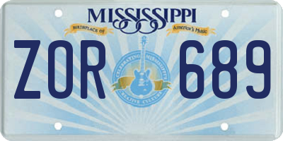 MS license plate ZOR689