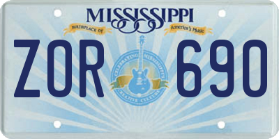 MS license plate ZOR690