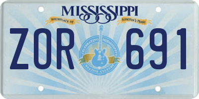 MS license plate ZOR691