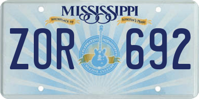 MS license plate ZOR692