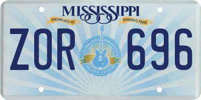 MS license plate ZOR696