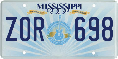 MS license plate ZOR698