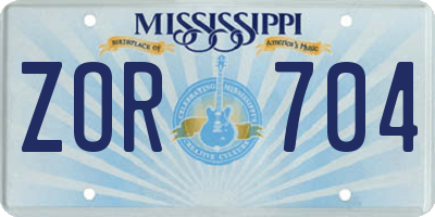 MS license plate ZOR704
