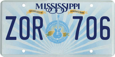 MS license plate ZOR706