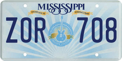 MS license plate ZOR708