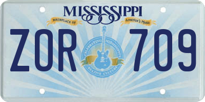 MS license plate ZOR709