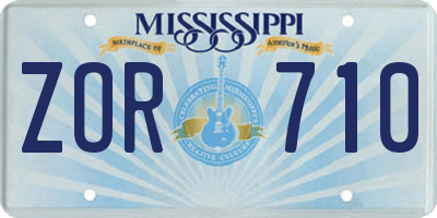 MS license plate ZOR710