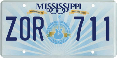 MS license plate ZOR711