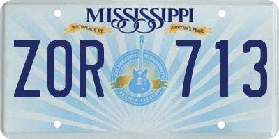 MS license plate ZOR713