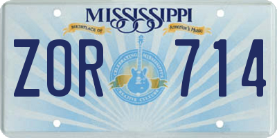 MS license plate ZOR714