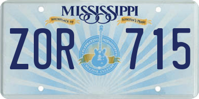MS license plate ZOR715