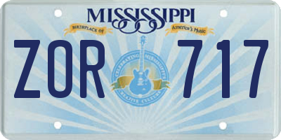 MS license plate ZOR717