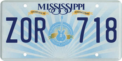 MS license plate ZOR718