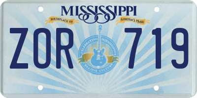 MS license plate ZOR719