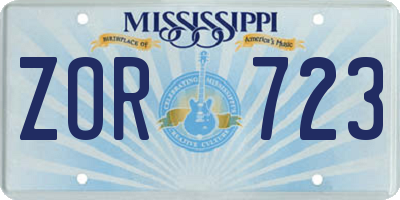 MS license plate ZOR723