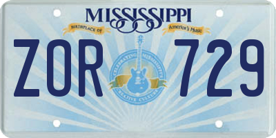 MS license plate ZOR729