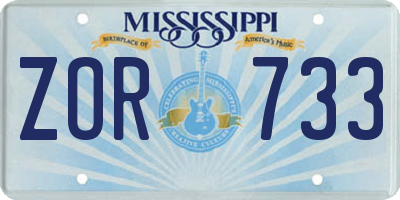 MS license plate ZOR733