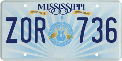 MS license plate ZOR736