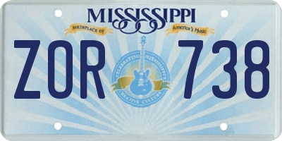 MS license plate ZOR738