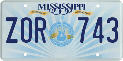MS license plate ZOR743