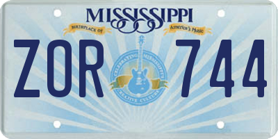 MS license plate ZOR744