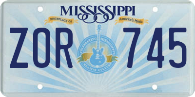 MS license plate ZOR745