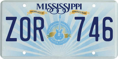 MS license plate ZOR746