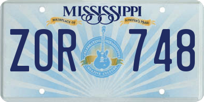MS license plate ZOR748